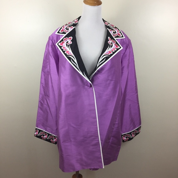 NWT BOB MACKIE QVC 100% Silk Embroidery Jacket - Picture 3 of 7